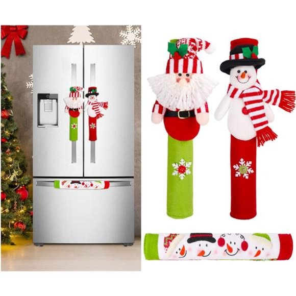 Christmas Decorations Indoor Home Decor,3Pcs Refrigerator Handle Covers - Picture 1 of 7